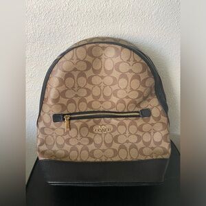 COACH Kenley Backpack In Signature Canvas & Leather Khaki Black Gold